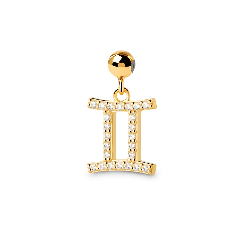 Main Image 1 of PDPAOLA™ at Zales Cubic Zirconia Gemini Zodiac Sign Bead Charm in Sterling Silver with 18K Gold Plate