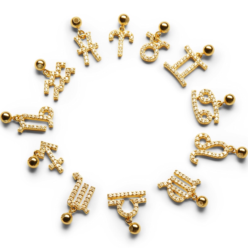 Main Image 2 of PDPAOLA™ at Zales Cubic Zirconia Gemini Zodiac Sign Bead Charm in Sterling Silver with 18K Gold Plate