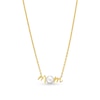 Thumbnail Image 1 of 6.0-6.5mm Button Freshwater Cultured Pearl "MOM" Necklace in Sterling Silver with 14K Gold Plate