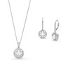 Thumbnail Image 1 of Freshwater Cultured Pearl and White Lab-Created Sapphire Open Frame Pendant and Drop Earrings Set in Sterling Silver