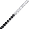 Thumbnail Image 1 of 5.0mm Black Onyx and White Lab-Created Sapphire Half-and-Half Tennis Bracelet in Sterling Silver - 7.5"