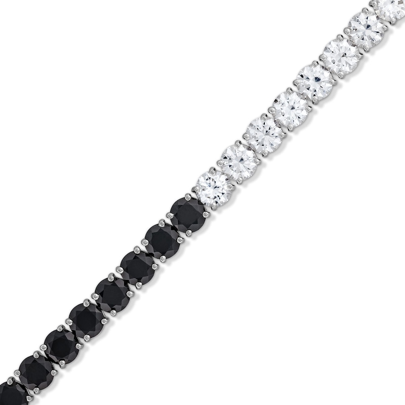 Main Image 1 of 5.0mm Black Onyx and White Lab-Created Sapphire Half-and-Half Tennis Bracelet in Sterling Silver - 7.5"