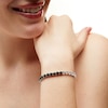 Thumbnail Image 2 of 5.0mm Black Onyx and White Lab-Created Sapphire Half-and-Half Tennis Bracelet in Sterling Silver - 7.5"