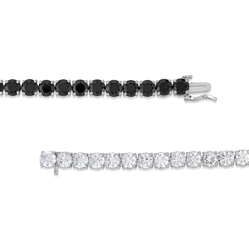 Main Image 3 of 5.0mm Black Onyx and White Lab-Created Sapphire Half-and-Half Tennis Bracelet in Sterling Silver - 7.5"