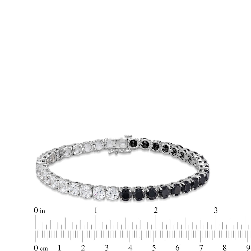 Main Image 4 of 5.0mm Black Onyx and White Lab-Created Sapphire Half-and-Half Tennis Bracelet in Sterling Silver - 7.5"