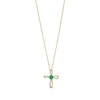 Thumbnail Image 1 of Lab-Created Emerald and 1/20 CT. T.W. Diamond Windmill Cross Pendant in 10K Gold