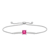Thumbnail Image 1 of 6.0mm Princess-Cut Lab-Created Ruby and White Lab-Created Sapphire Bolo Bracelet in Sterling Silver - 9"