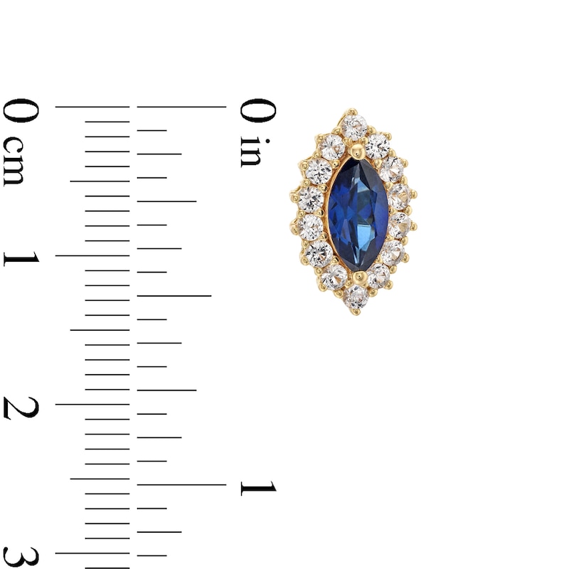Main Image 6 of Blue and White Lab-Created Sapphire Frame Pendant, Ring and Stud Earrings Set in Sterling Silver with 14K Gold Plate