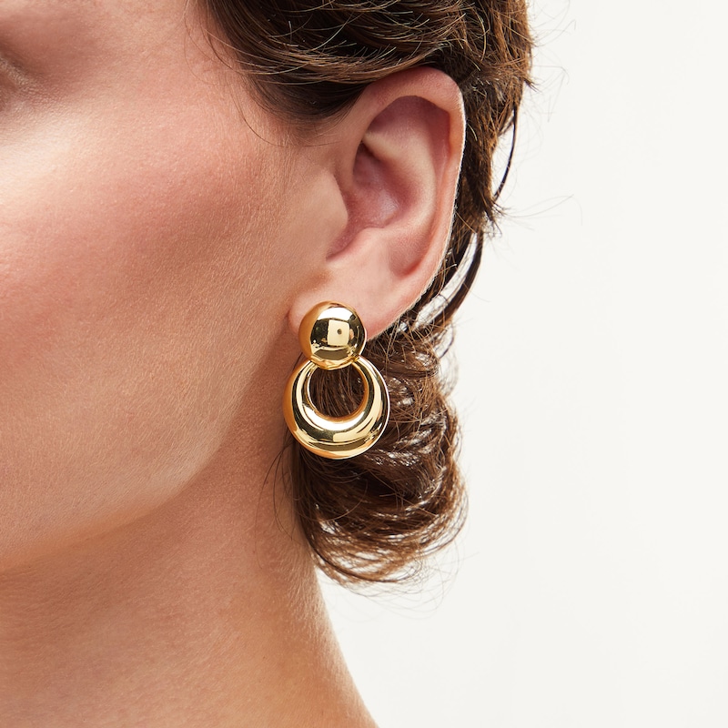Main Image 2 of Open Circle Drop Earrings in Hollow 14K Gold