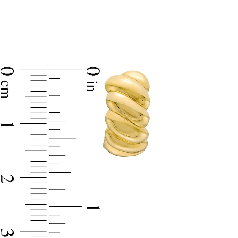 Main Image 3 of Rice Bead J-Hoop Earrings in 14K Gold