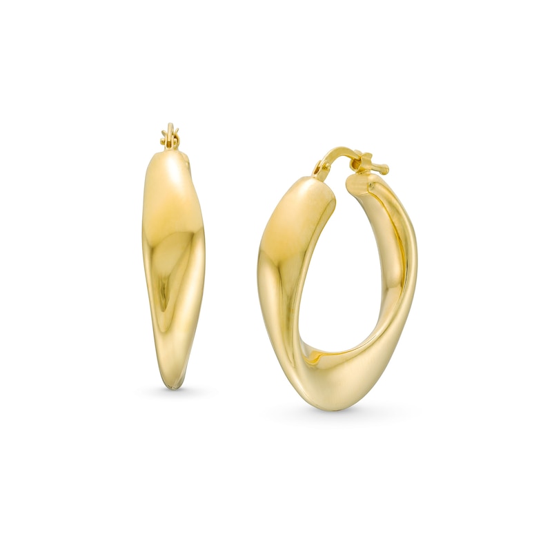 Main Image 1 of Swirl Hoop Earrings in Hollow 14K Gold