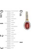 Thumbnail Image 3 of Oval Garnet and White Lab-Created Sapphire Frame Drop Earrings in 10K Gold