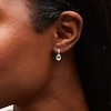 Thumbnail Image 2 of Oval Peridot and White Lab-Created Sapphire Frame Drop Earrings in 10K Gold