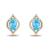 Thumbnail Image 1 of Enchanted Disney Jasmine Oval Swiss Blue Topaz Solitaire Marquise Frame Stud Earrings in Sterling Silver and 10K Gold