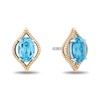 Thumbnail Image 2 of Enchanted Disney Jasmine Oval Swiss Blue Topaz Solitaire Marquise Frame Stud Earrings in Sterling Silver and 10K Gold
