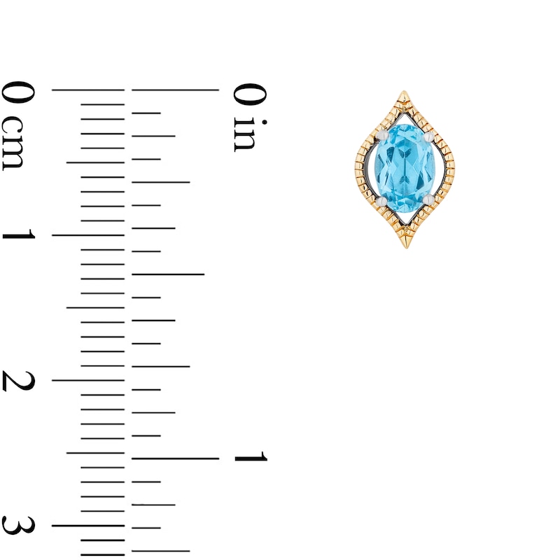 Main Image 3 of Enchanted Disney Jasmine Oval Swiss Blue Topaz Solitaire Marquise Frame Stud Earrings in Sterling Silver and 10K Gold