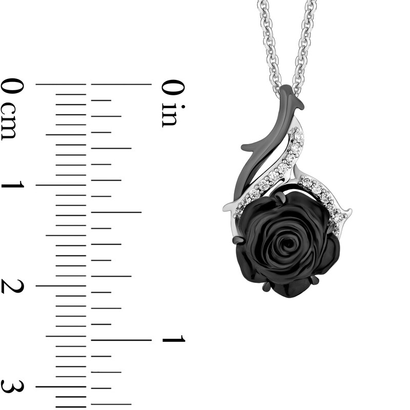 Main Image 3 of Collector’s Edition Enchanted Disney Sleeping Beauty 65th Anniversary Onyx and Diamond Rose Pendant in Sterling Silver