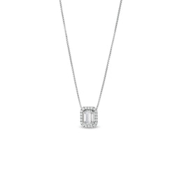 1/4 CT. T.W. Emerald-Shaped  Lab-Grown Multi-Diamond Frame Pendant in 14K White Gold (F/SI2)