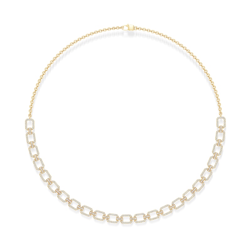 Main Image 1 of 1 CT. T.W. Diamond Cable Link Chain Choker Necklace in 10K Gold - 14.75”