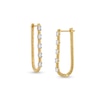 Thumbnail Image 1 of 1/2 CT. T.W. Diamond Station Rope-Textured U-Hoop Earrings in 10K Gold