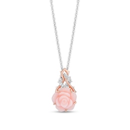 Collector’s Edition Enchanted Disney Sleeping Beauty 65th Anniversary Flower Pendant in Sterling Silver and Rose Gold