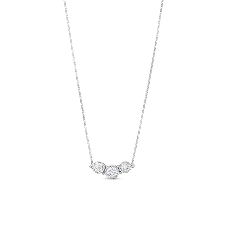 Main Image 1 of 1/2 CT. T.W. Lab-Grown Diamond Three Stone Necklace in 14K White Gold (F/SI2)