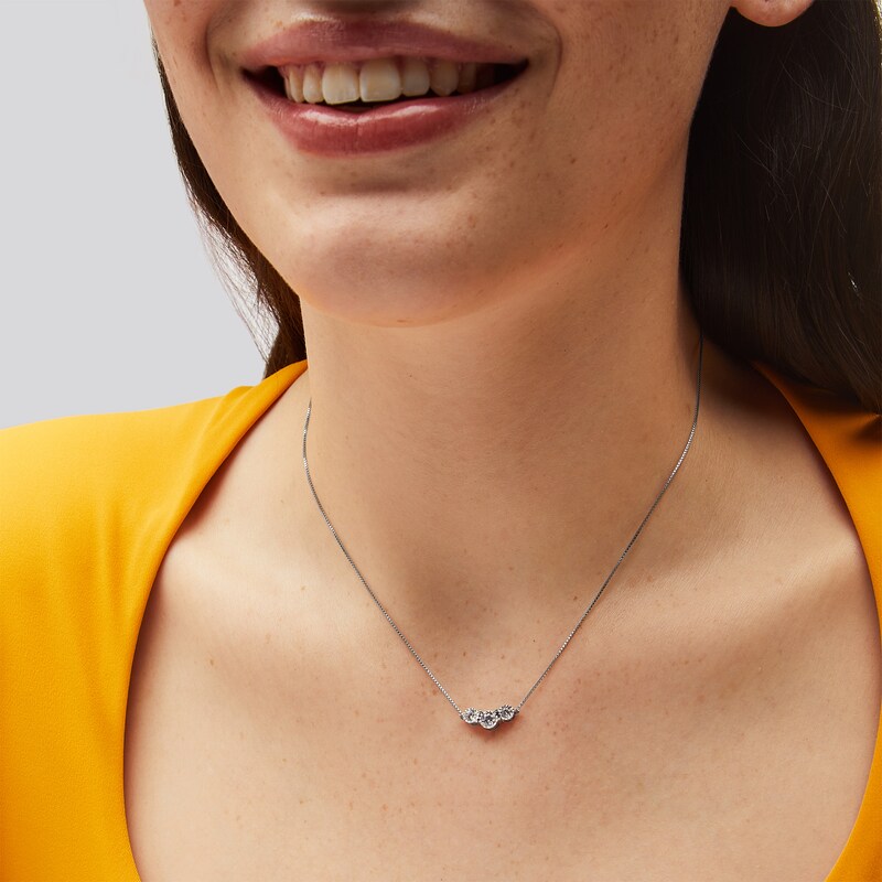 Main Image 2 of 1/2 CT. T.W. Lab-Grown Diamond Three Stone Necklace in 14K White Gold (F/SI2)