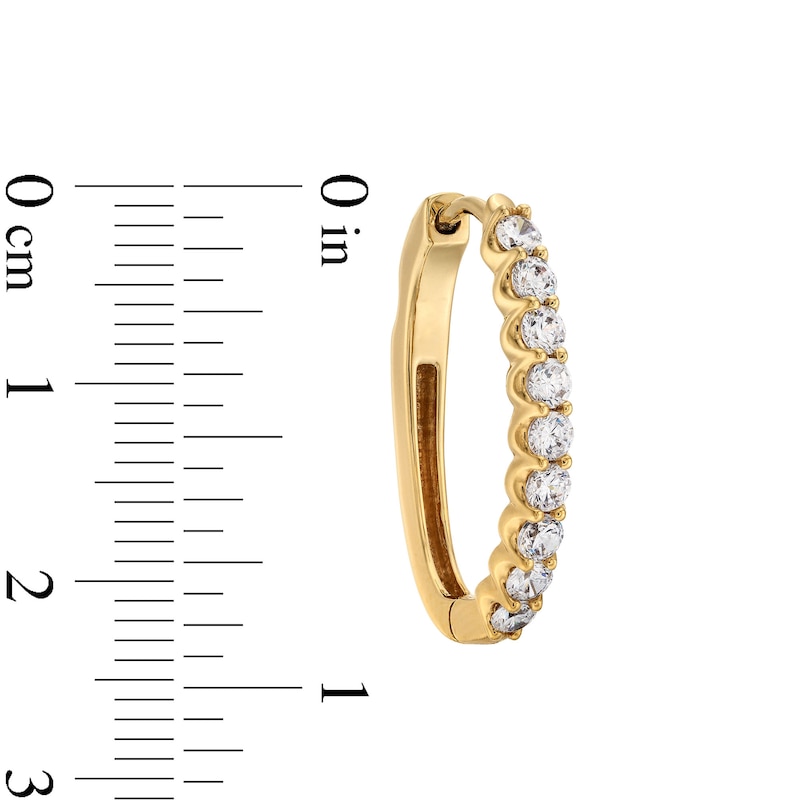 Main Image 3 of 1 CT. T.W. Diamond Oval Hoop Earrings in 10K Gold