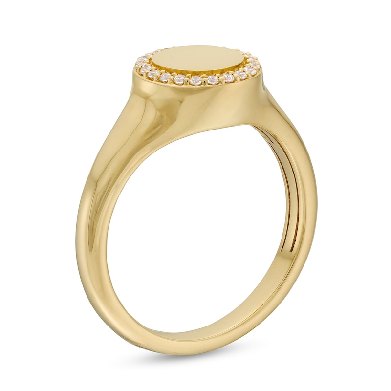 Main Image 3 of 1/10 CT. T.W. Diamond Frame Signet Ring in 10K Gold