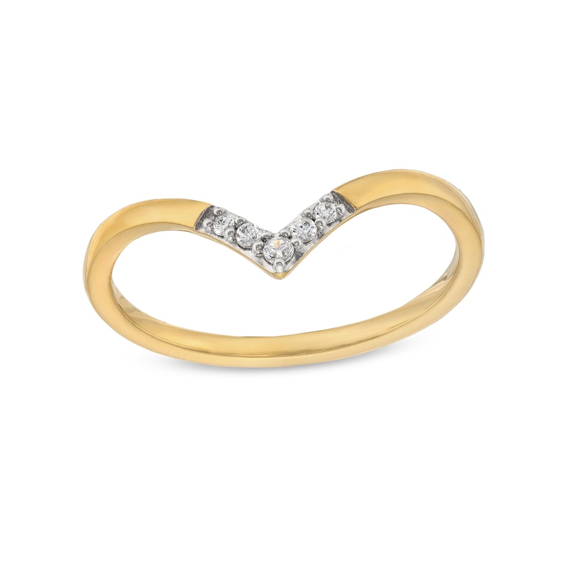 Main Image 1 of 1/20 CT. T.W. Diamond Chevron Stackable Ring in 10K Gold