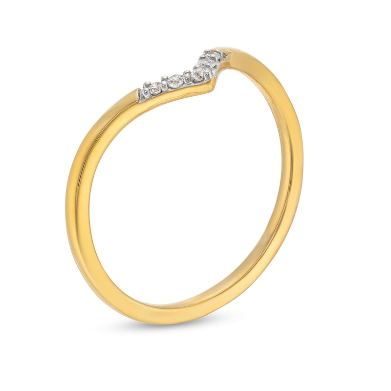 Main Image 3 of 1/20 CT. T.W. Diamond Chevron Stackable Ring in 10K Gold
