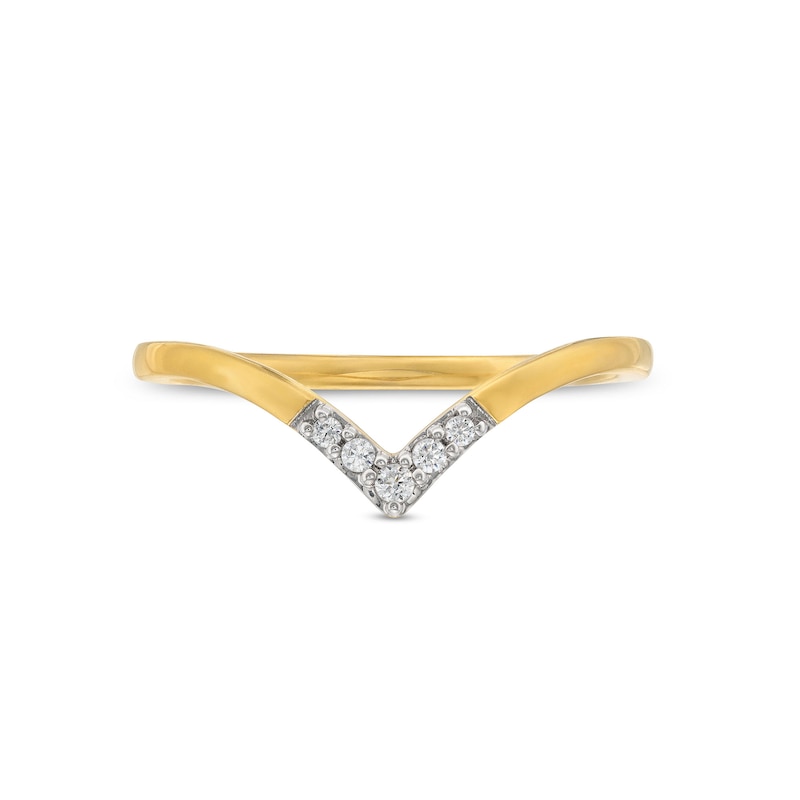 Main Image 4 of 1/20 CT. T.W. Diamond Chevron Stackable Ring in 10K Gold