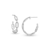 Thumbnail Image 1 of 1/6 CT. T.W. Diamond Oval Chain Link Open Hoop Earrings in 10K White Gold