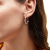 Thumbnail Image 2 of 1/6 CT. T.W. Diamond Oval Chain Link Open Hoop Earrings in 10K White Gold