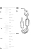 Thumbnail Image 3 of 1/6 CT. T.W. Diamond Oval Chain Link Open Hoop Earrings in 10K White Gold