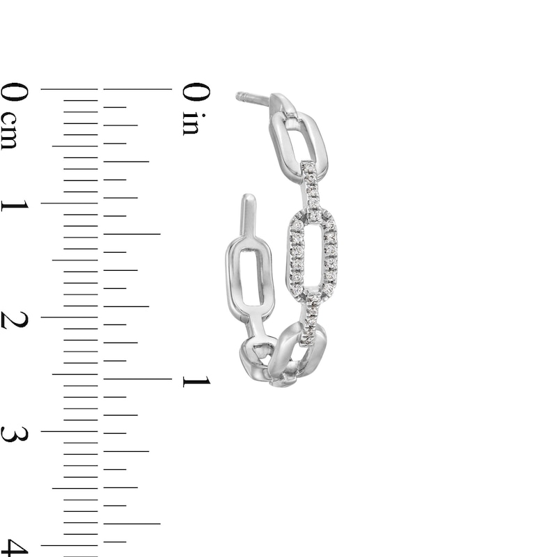 Main Image 3 of 1/6 CT. T.W. Diamond Oval Chain Link Open Hoop Earrings in 10K White Gold