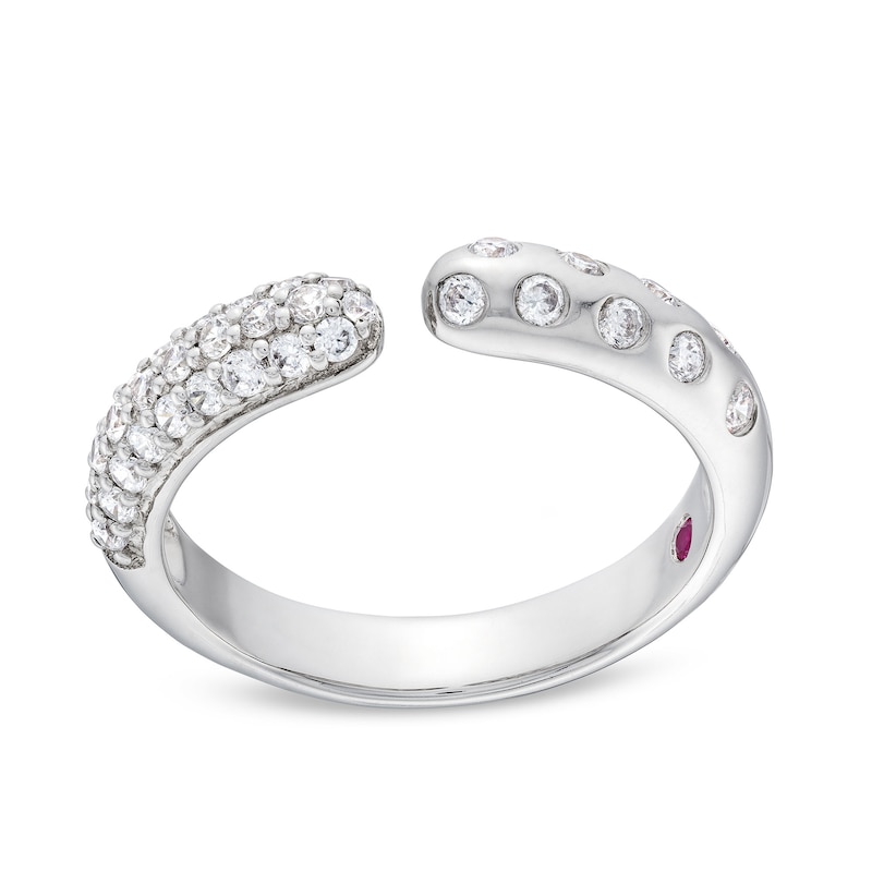 Main Image 1 of 1/2 CT. T.W. Diamond Pavé and Bubbles Open Shank Ring in 10K White Gold