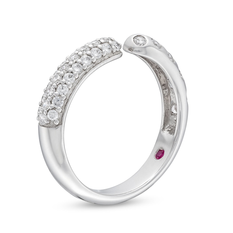 Main Image 3 of 1/2 CT. T.W. Diamond Pavé and Bubbles Open Shank Ring in 10K White Gold