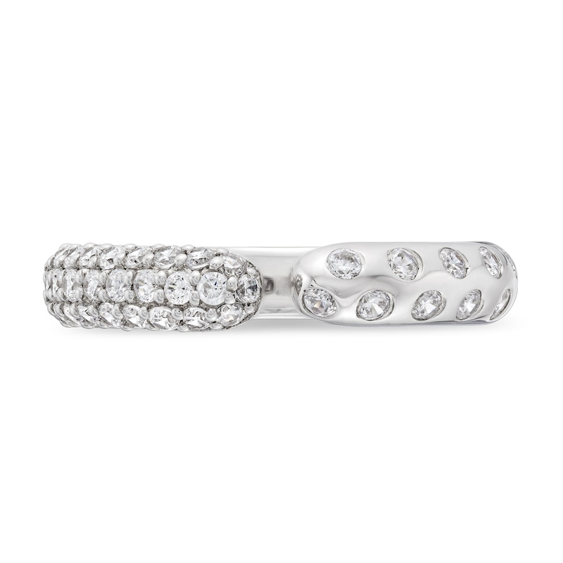 Main Image 4 of 1/2 CT. T.W. Diamond Pavé and Bubbles Open Shank Ring in 10K White Gold