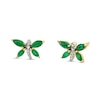 Thumbnail Image 1 of Marquise Emerald and 1/15 CT. T.W. Diamond Butterfly Stud Earrings in 14K Gold