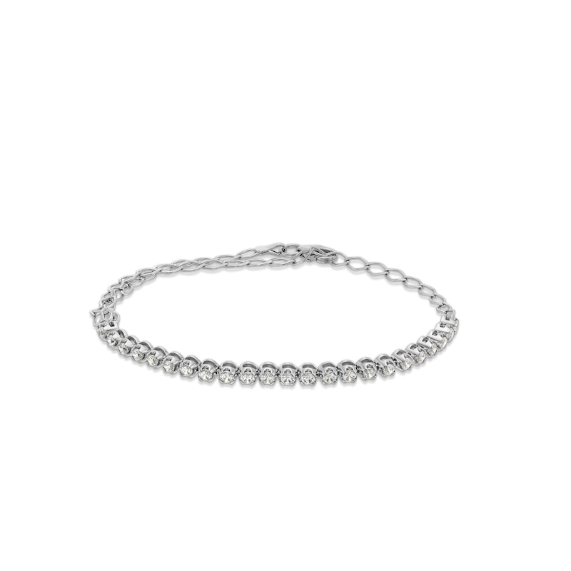 Main Image 1 of 1 CT. T.W. Diamond Double Curb Chain Bracelet in 10K White Gold - 9"