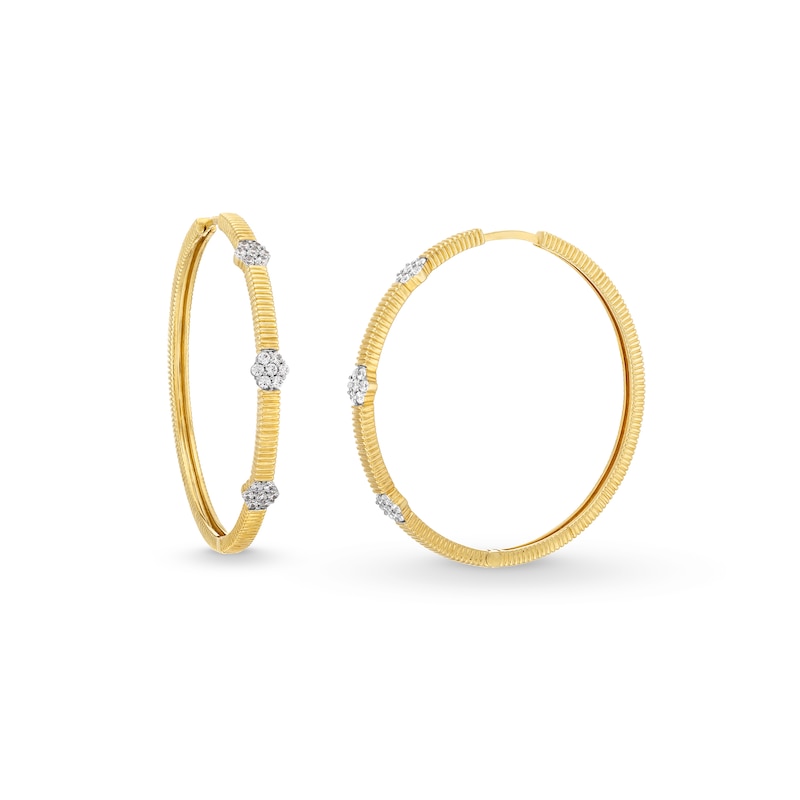 Main Image 1 of 1/2 CT. T.W. Diamond Hexagon Station Hoop Earrings in 10K Gold