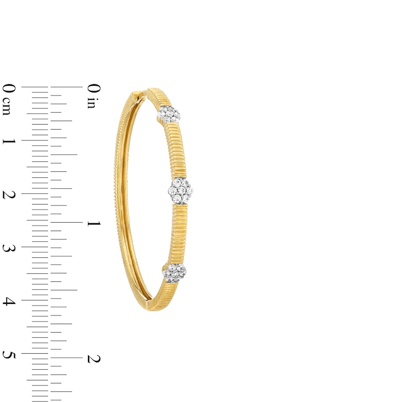 Main Image 3 of 1/2 CT. T.W. Diamond Hexagon Station Hoop Earrings in 10K Gold