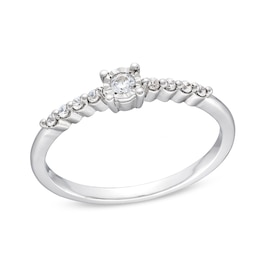 1/10 CT. T.W. Diamond Nine Stone Stackable Ring in 10K White Gold