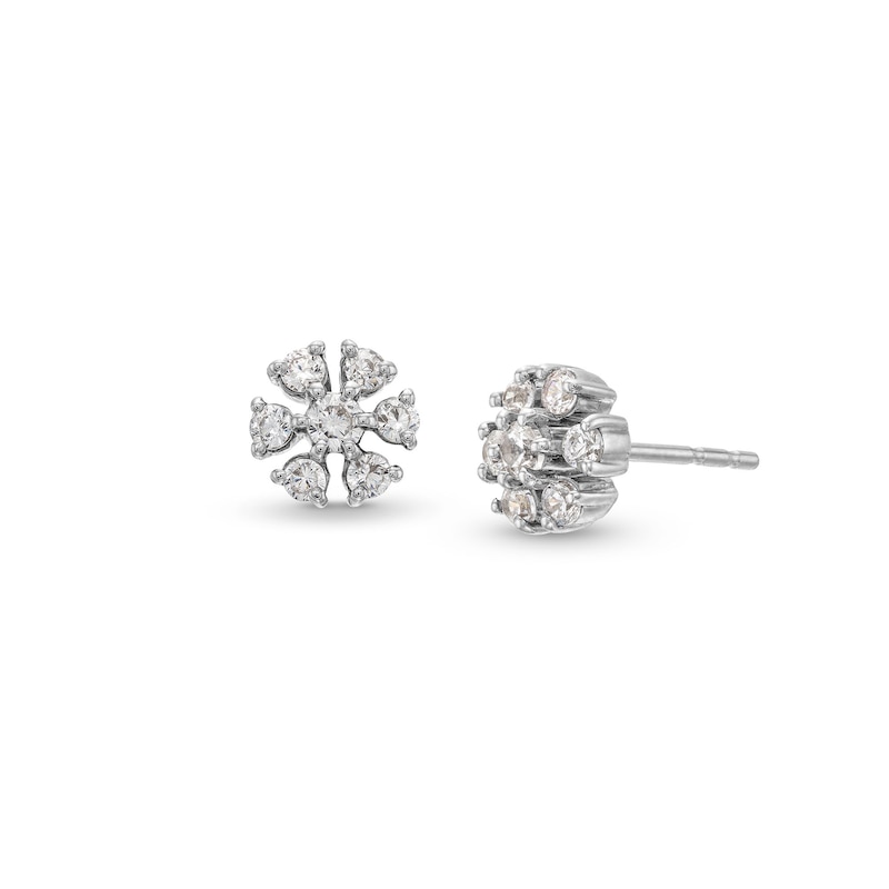 Main Image 1 of 1/3 CT. T.W. Diamond Flower Stud Earrings in 10K White Gold