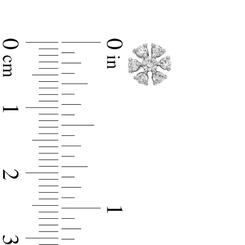 Main Image 3 of 1/3 CT. T.W. Diamond Flower Stud Earrings in 10K White Gold