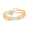 Thumbnail Image 1 of Heart-Shaped Multi-Diamond Accent and Polished Heart Two Piece Stackable Ring Set in 10K Gold