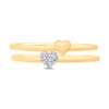 Thumbnail Image 2 of Heart-Shaped Multi-Diamond Accent and Polished Heart Two Piece Stackable Ring Set in 10K Gold
