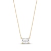 Thumbnail Image 1 of Radiant-Cut White Lab-Created Sapphire Sideways Solitaire Necklace in Sterling Silver with 18K Gold Plate - 20"