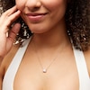 Thumbnail Image 2 of Radiant-Cut White Lab-Created Sapphire Sideways Solitaire Necklace in Sterling Silver with 18K Gold Plate - 20"